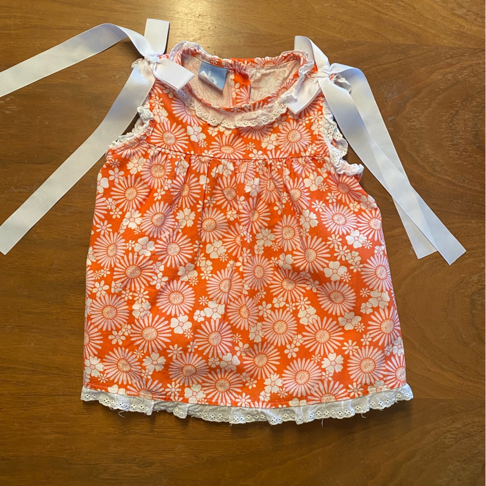 bella bliss Orange Daisy Top with White Ribbons